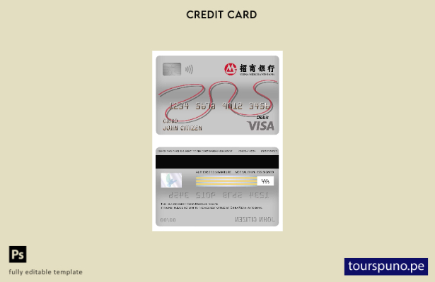 lista para imprimir plantilla de tarjeta de débito Visa de China Merchants Bank